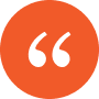 Orange circle with white quotation marks inside.